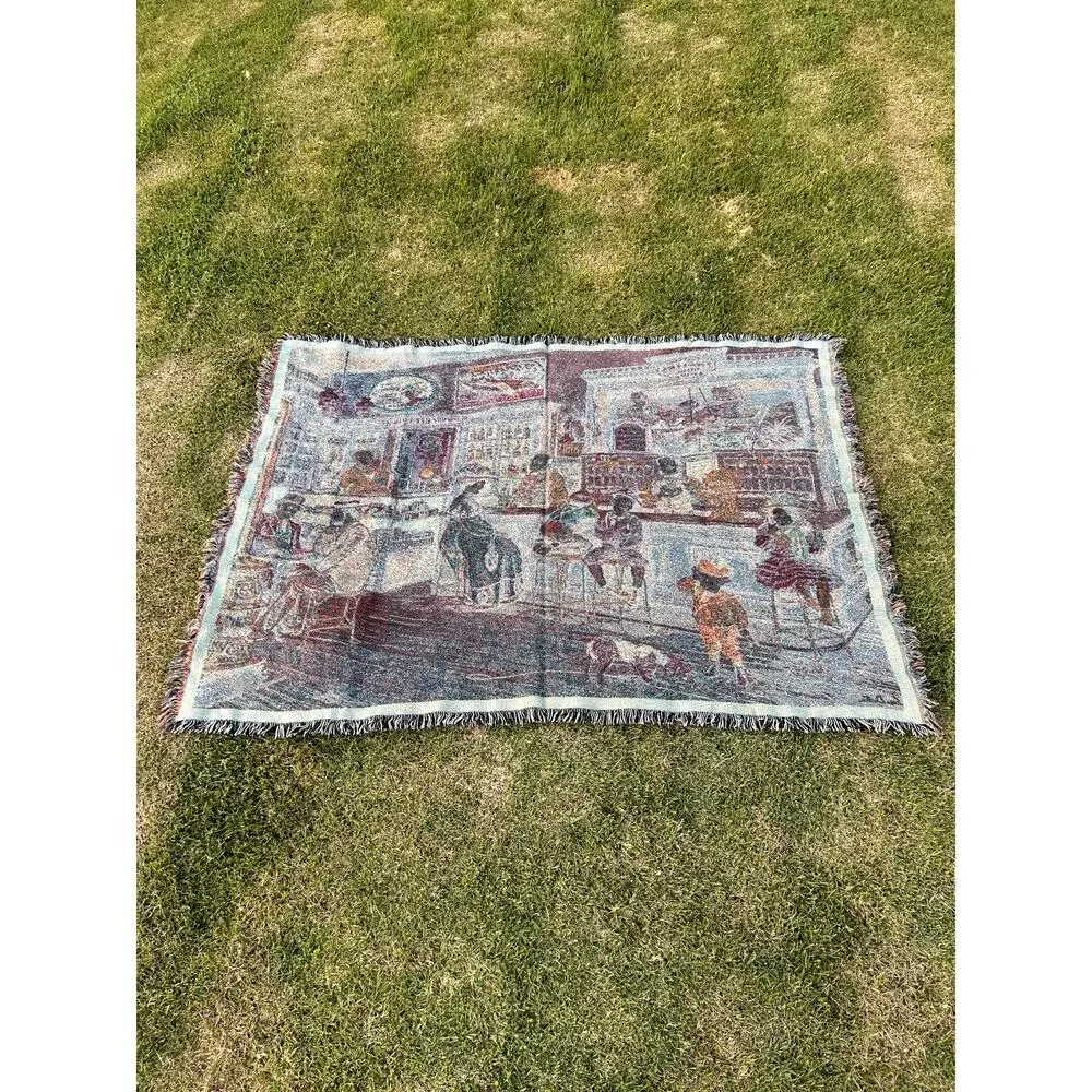 Vintage 90s Italian Restaurant Drug Store Tapestry Blanket